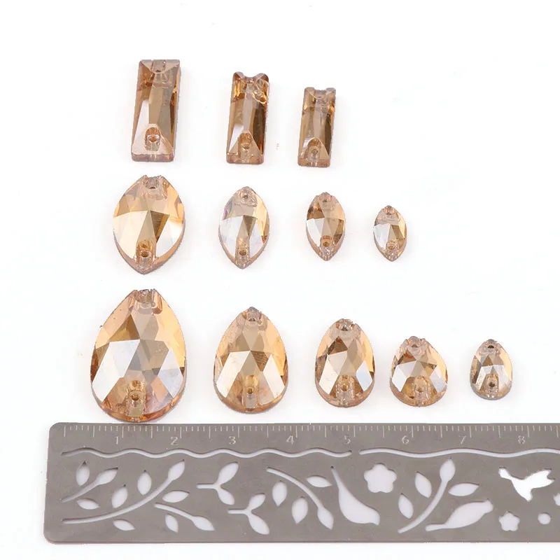 36 шт. цвета шампанского Смешанная форма смешанный размер пришить на Стразы Flatback