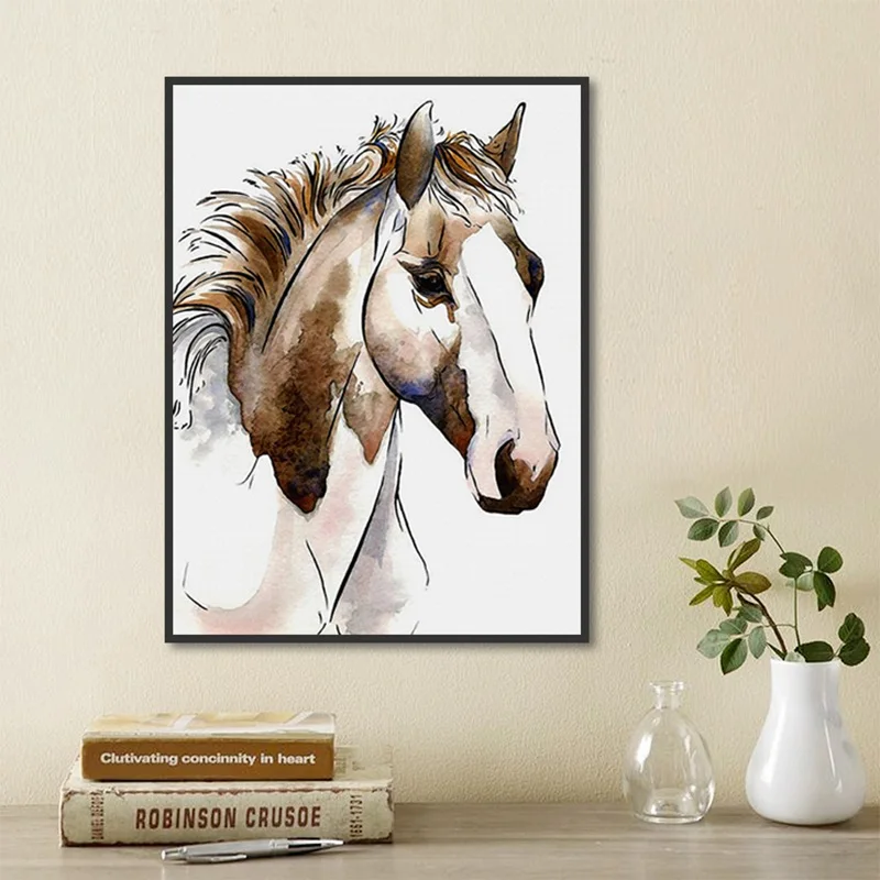 

1 Panel Brown Horse Head Oil Canvas Painting Nordic Poster Minimalist Wall Art Picture for Living Room Modern Home Decorations