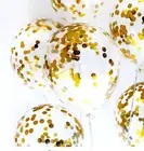 10 шт.компл. 1012 дюймов прозрачное золото конфетти Гелий шары из латекса цвета металлик Baby Shower Свадьба День рождения, мероприятие, вечеринка Декор