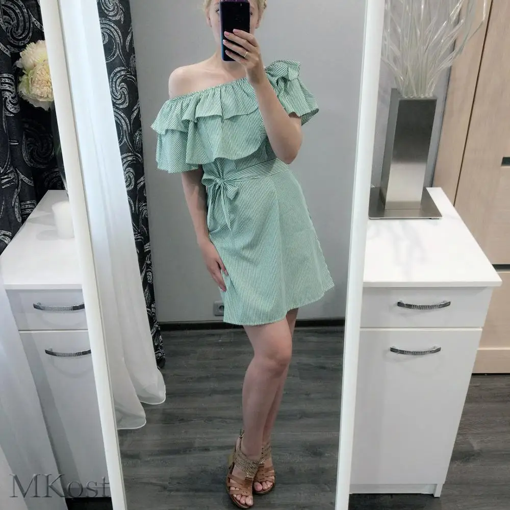 4 colour 2017 Summer Fashion Women's New Striped Dresses Sexy Ruffle Dress Casual Style Comfortable Pretty Canonicals 10 | Женская
