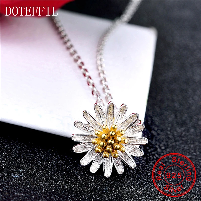 Женское ожерелье из серебра 925 пробы с подвеской в виде маргариток|pendants for women|silver