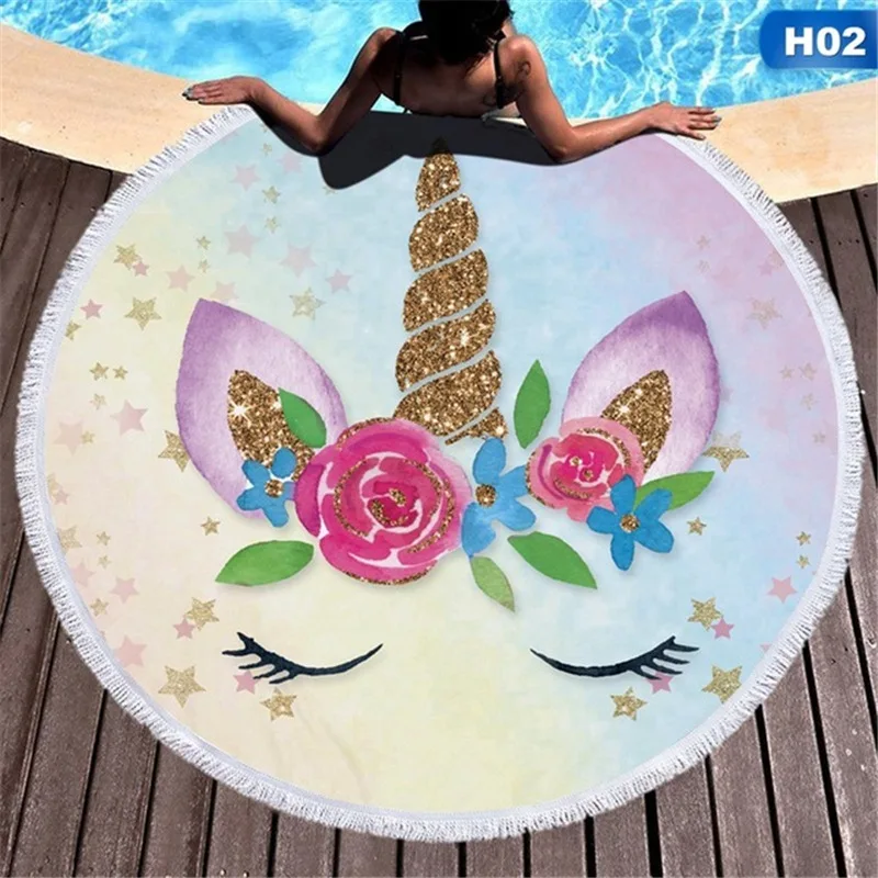 Пляжное полотенце LOVINSUNSHINE пляжное из микрофибры с рисунком единорога сумка для
