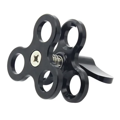 Black PULUZ алюминий CNC Дайвинг шаровое Крепление огни рука Шаровой Зажим тройной хомут адаптер для дайвинга подводная фотография системы - Цвет: Black