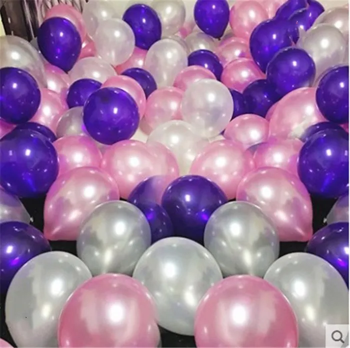 purple pink silver 100 шт./лот, 10 дюймов, 1,5 г, смешанные жемчужные черно-белые латексные воздушные шары с днем Нового года, праздника, свадьбы, декора, дня рождения, вечеринок - Цвет: purple pink silver