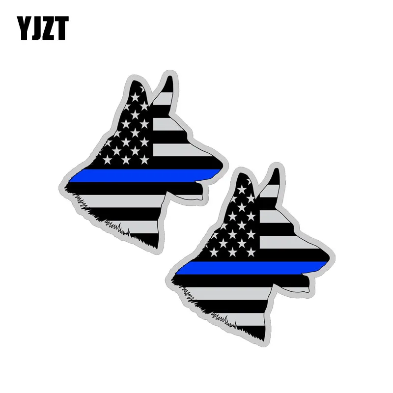 

YJZT 2X 10.2CM*11.1CM Personality German Shepard Police K9 Dog Head Car Stickers Decal PVC 12-0637
