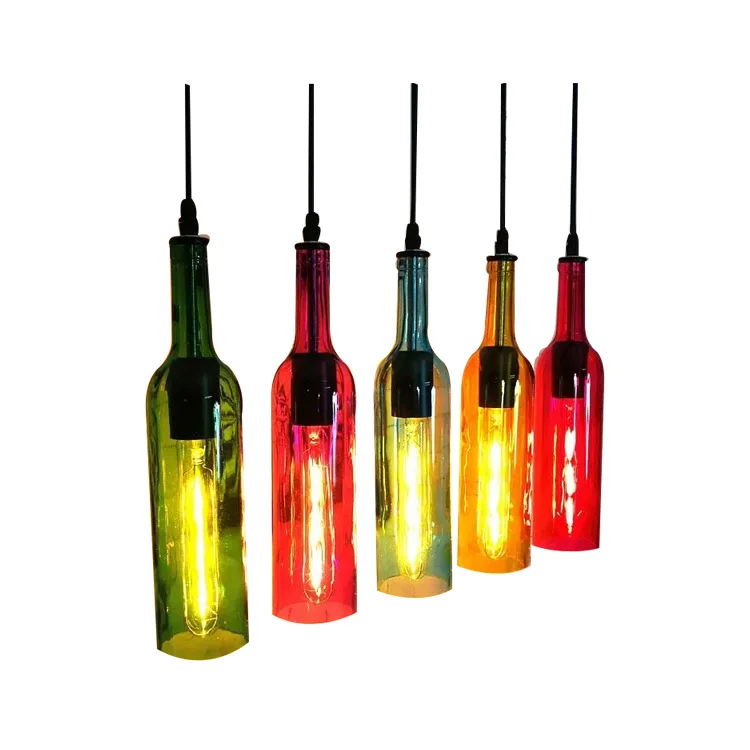 American retro industrial color wine bottle chandelier art creative personality bar restaurant cafe lamps LED lighting | Лампы и