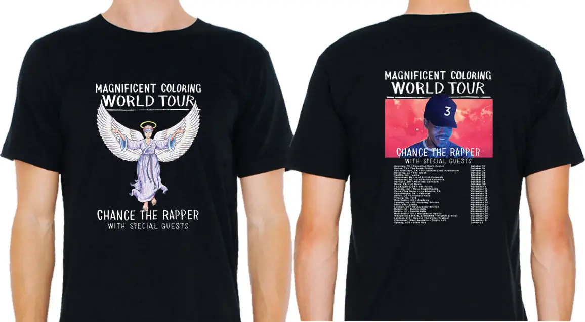 Великолепный окраску и Chance the Rapper Tour 2016 Для мужчин футболка Размеры S XXXL|Мужские