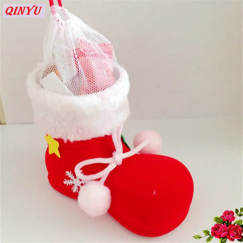 Christmas Boots Flocking Socks (Large Length 14CM High Wide 8CM ) Creative Gift Box of Candy Decorative 6ZHH101-2 | Дом и сад
