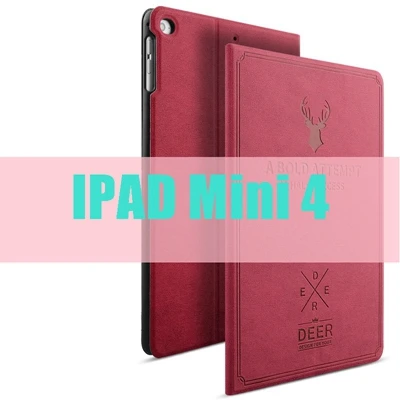 For mini 4 Тонкий олень для iPad mini 4 Флип Стенд Funda чехол из искусственной кожи чехол для iPad mini 1 2 3 4 умный защитный чехол - Цвет: For mini 4
