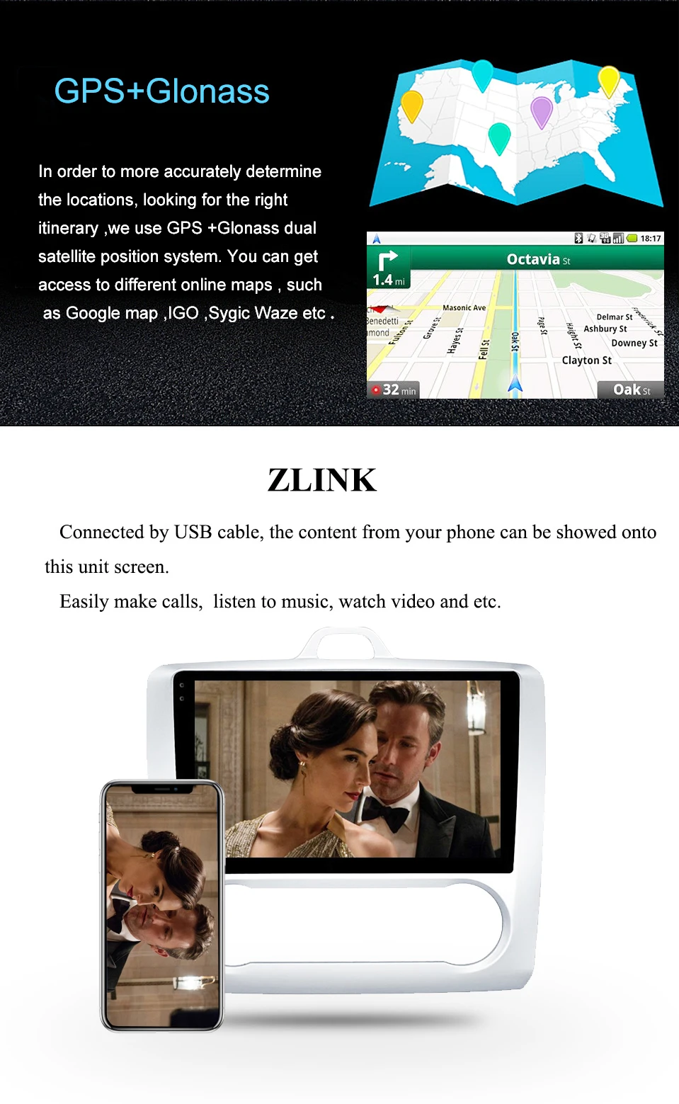 ARKRIGHT 9 ''2din Android 8,1 Автомобильный Радио Видео/DVD плеер 4+ 64 Гб стерео для Ford Focus 2005-2012 gps Navis автомобильный мультимедийный плеер