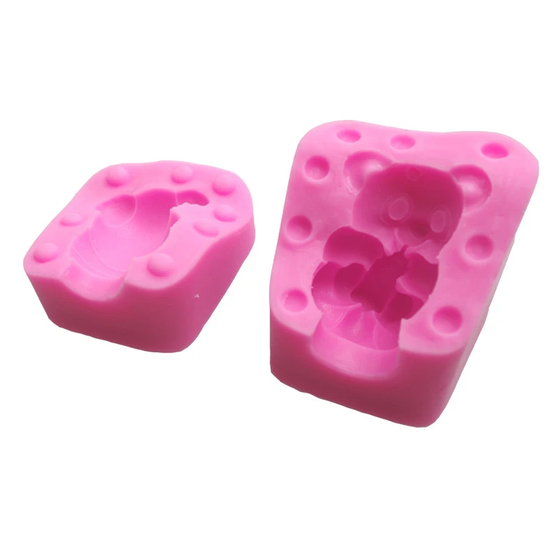 New 3D Baby panda with feeding bottle shaped silicone mold for soap candle 2Unit/lot | Дом и сад