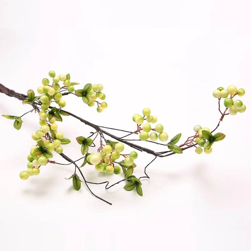 green white 100 см имитация фруктов, Фортуны, ягоды, искусственные цветы, свадебные красные фруктовые растения, для дома, дома, офиса, сада, декоративные цветы - Цвет: green white