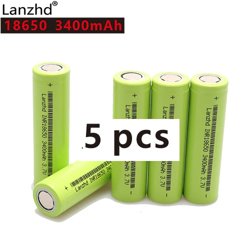 5 PCS 18650 Литий-ионный 18650 3400 mah INR18650 30A большой ток литий-ионный аккумулятор для фонарика(1-8 шт - Цвет: 5 PCS 18650