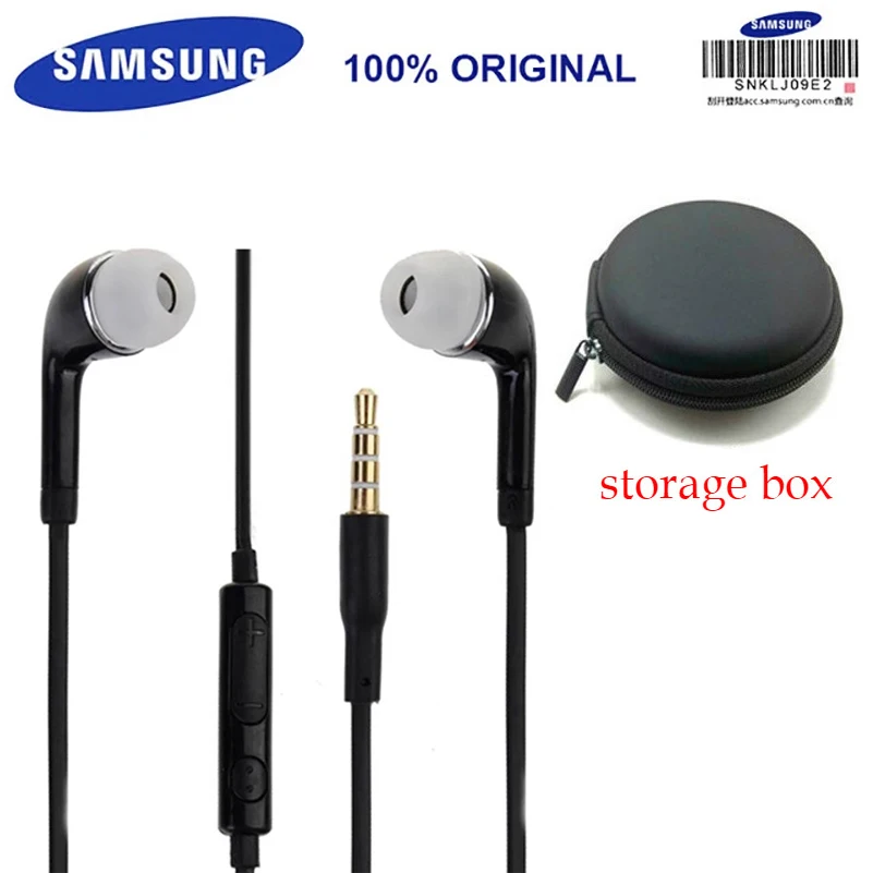 EHS64 black with box Черные наушники samsung EHS64, 3,5 мм, наушники-вкладыши с микрофоном, проводная гарнитура для samsung Galaxy S8, поддержка официального тестирования - Цвет: EHS64 black with box
