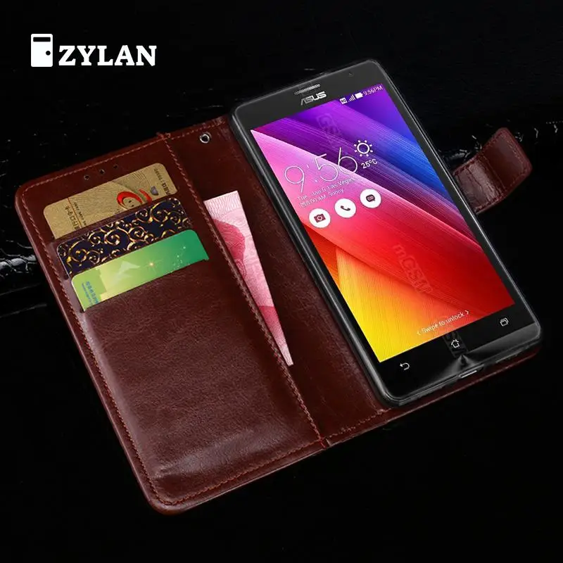 Кожаный флип-чехол для ASUS ZenFone 2 Laser ZE500KL ZE500KG Z00RD Z00ED 5 0 ''с подставкой черный