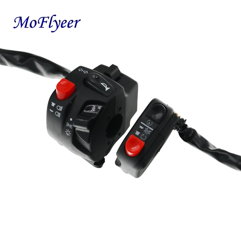 MoFlyeer 22mm Motorcycle Switches Motorbike Horn Button Turn Signal Electric Fog Lamp Light Start Handlebar Controller Switch