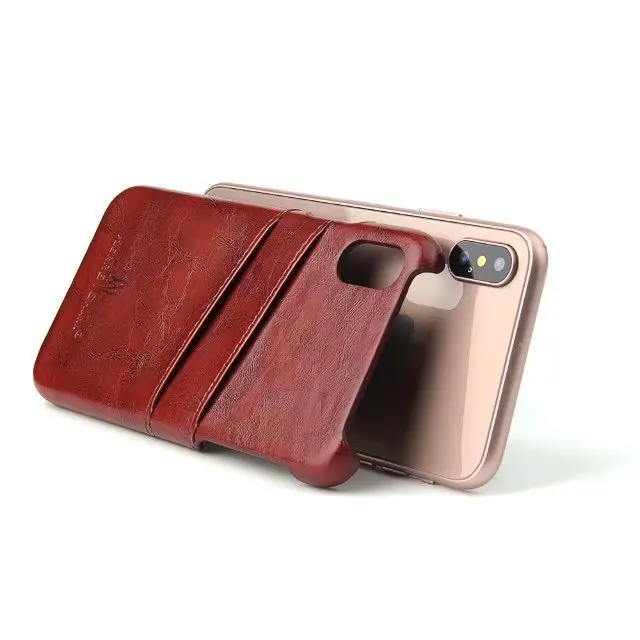 Luxury Leather Case for iPhone X 10 With Twill Cut Card Slot Back Classic Phone Accessories black iPhone10 iPhoneX iPhone-X | Мобильные