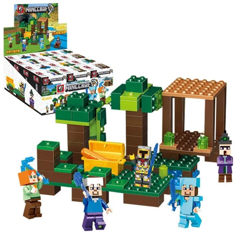 6 в 1 мой мир фигурки строительные блоки Совместимые Legoinglys Minecrafted Steve Alex Reuben DIY enleten