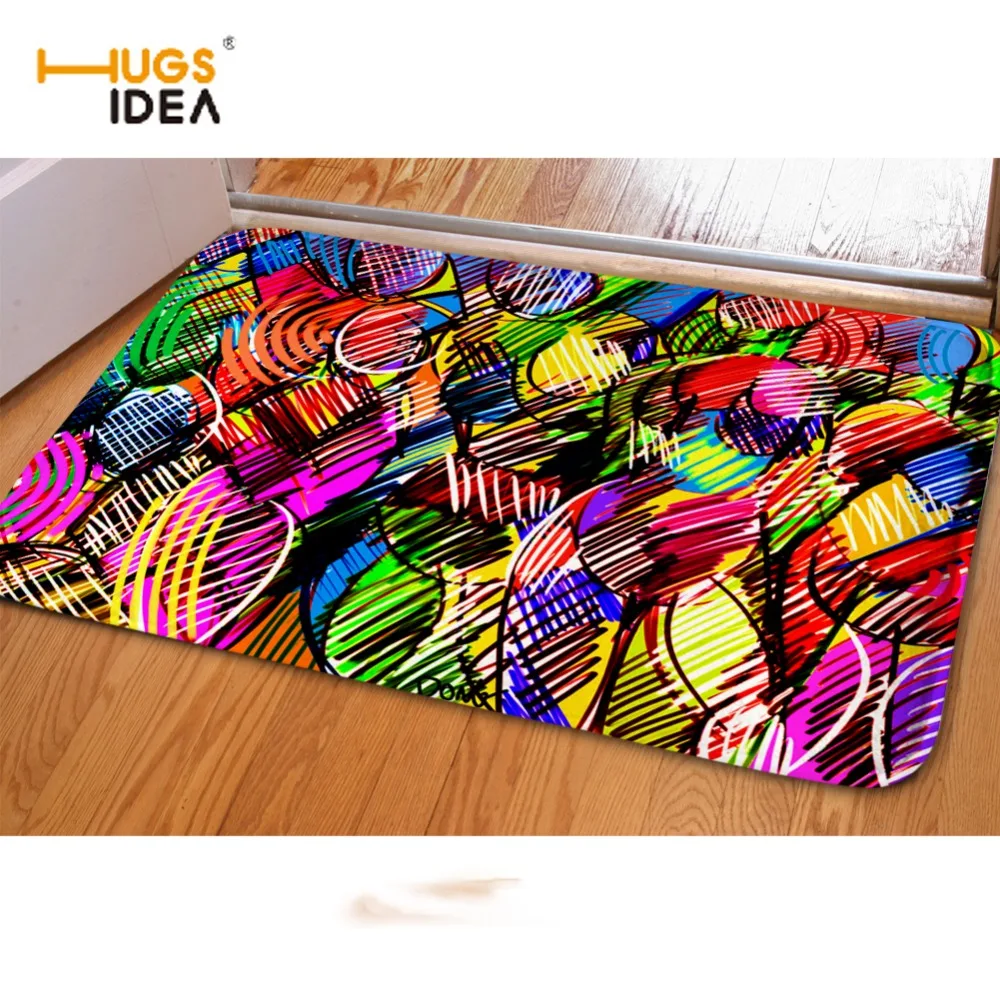 Нескользящий напольный 3D коврик HUGSIDEA с принтом граффити для гостиной кухни