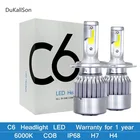 C6 светодиодный H4 светодиодный H1 H3 H11 9005 9006 H7 H27 880 9004 h13 светодиодный светильник на голову 12 в 6000 К IP68 COB авто светодиодный светильник