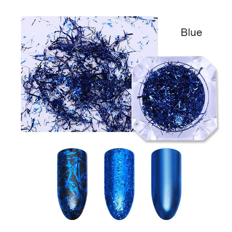 Blue 1 коробка для дизайна ногтей Красочные фольги 3D хлопья стикер для УФ-гель для ногтей шелковые полосы линии DIY украшения ногтей аксессуары - Цвет: Blue