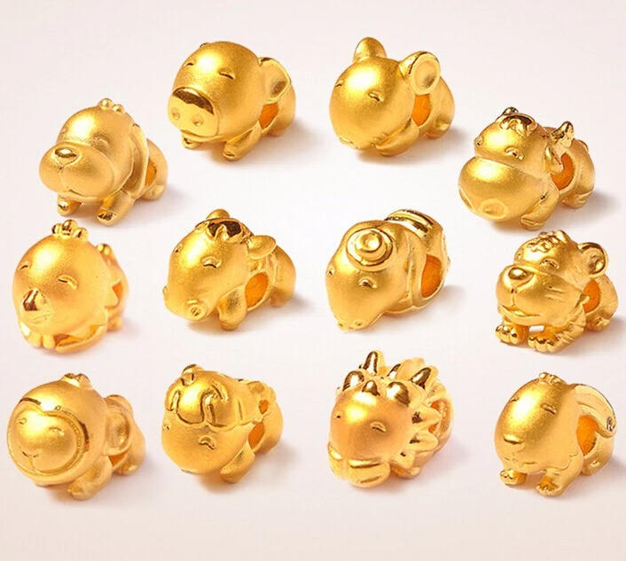 1 шт. Роскошный кулон с 12 китайскими зодиаками 3D 999 24 К желтое золото 35 г|pendant cover|gold