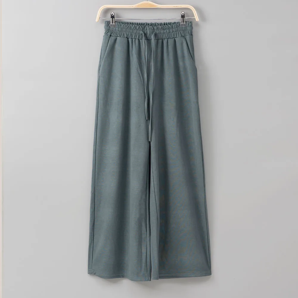 

Women High Waist Wide Leg Pants Casual Black Harajuku Pants Drawstring Pockets Trousers Female Clothes Loose Bottoms 2019