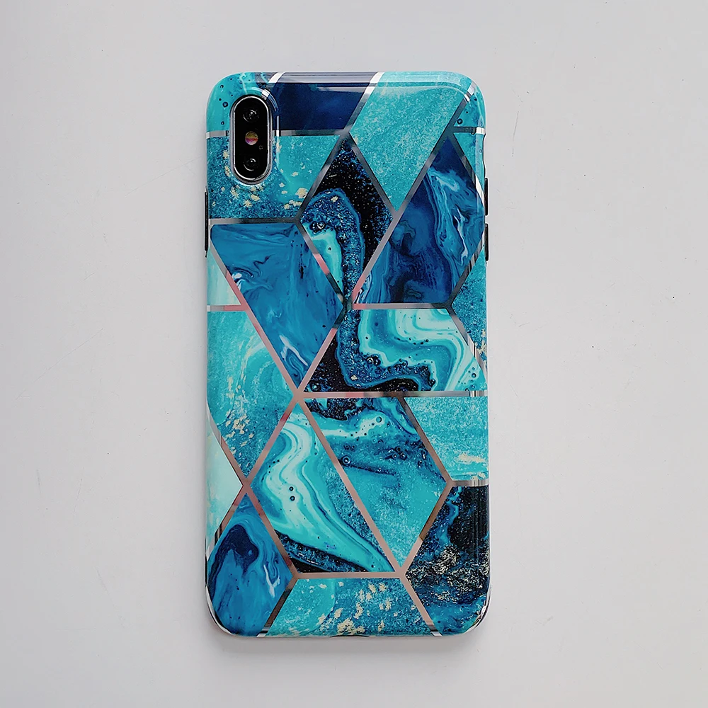 Чехлы для телефонов Beyour с геометрическим мраморным рисунком для iPhone XR XS Max 6 6S 7 8 Plus X Мягкая IMD Гальваническая задняя крышка чехол подарок