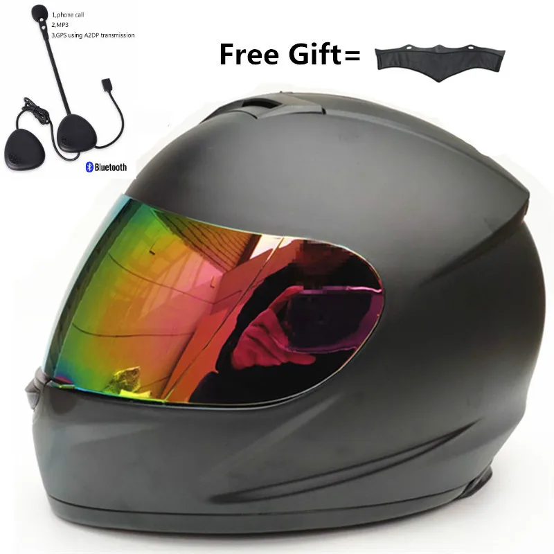 BT color lens matte Мотоциклетный Bluetooth умный шлем мотоциклетный интегральный/анфас встроенный переговорное устройство Поддержка apple и Android - Цвет: BT color lens matte