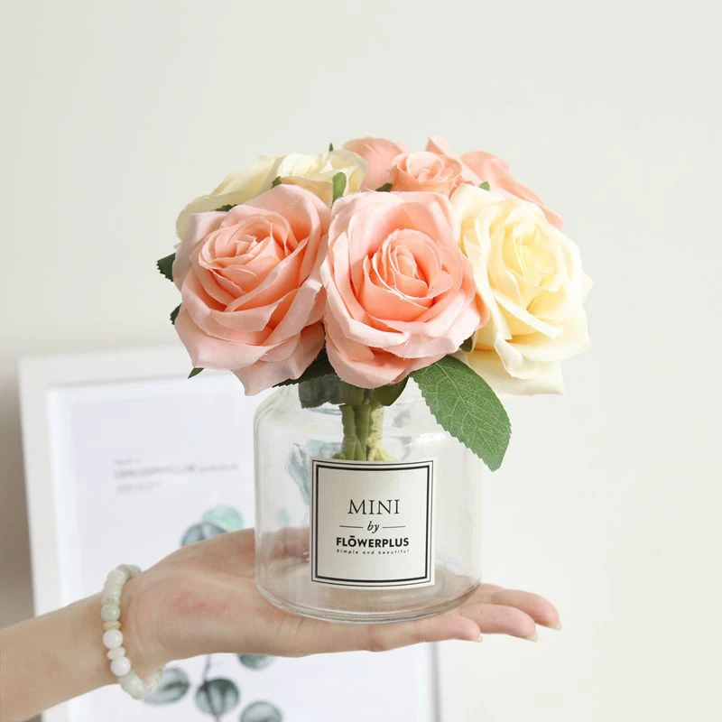 Букет роз 8 голов искусственные цветы украшение для дома свадебные садовые