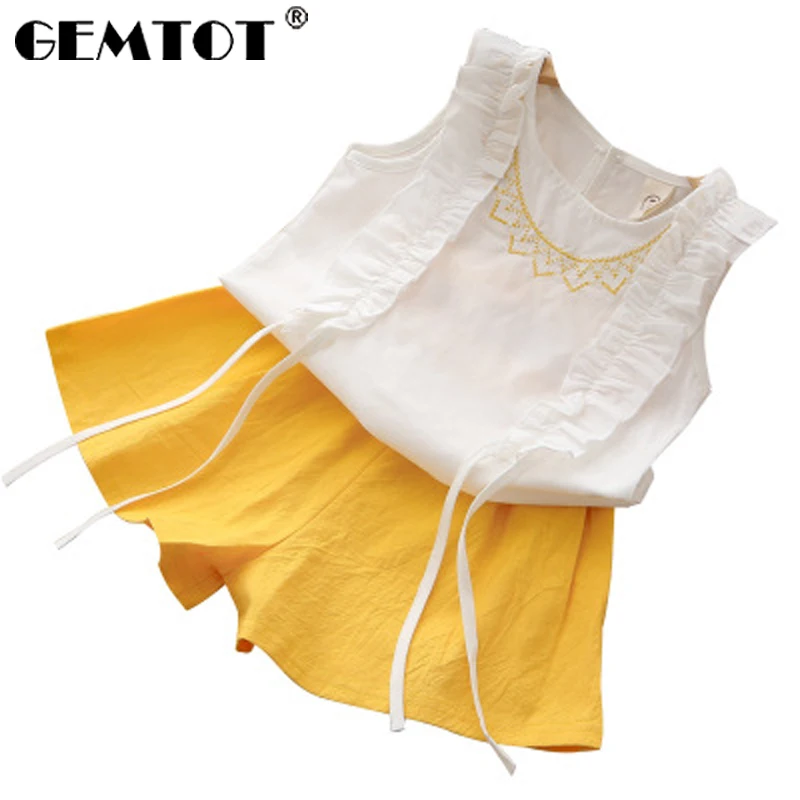 GEMTOT/Детский комплект лето 2019 новый милый стиль топы без рукавов для девочек