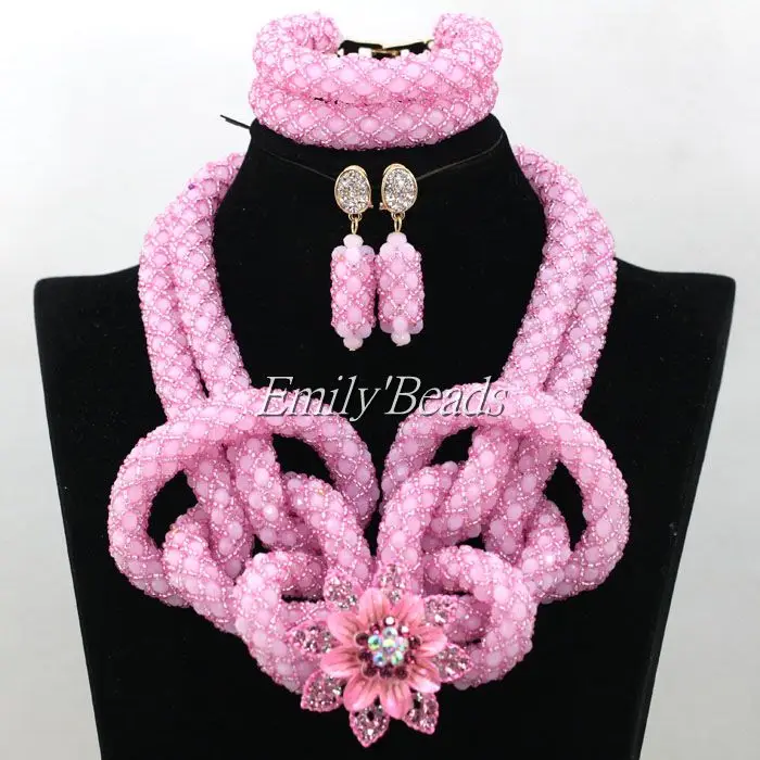 Нигерийские Свадебные бусы ювелирный набор Африканский детский розовый