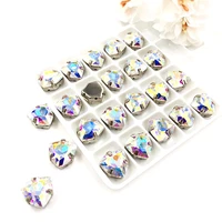12mm fat triangle shape ab color high quality glass crystal sew on rhinestones diyclothing accessories