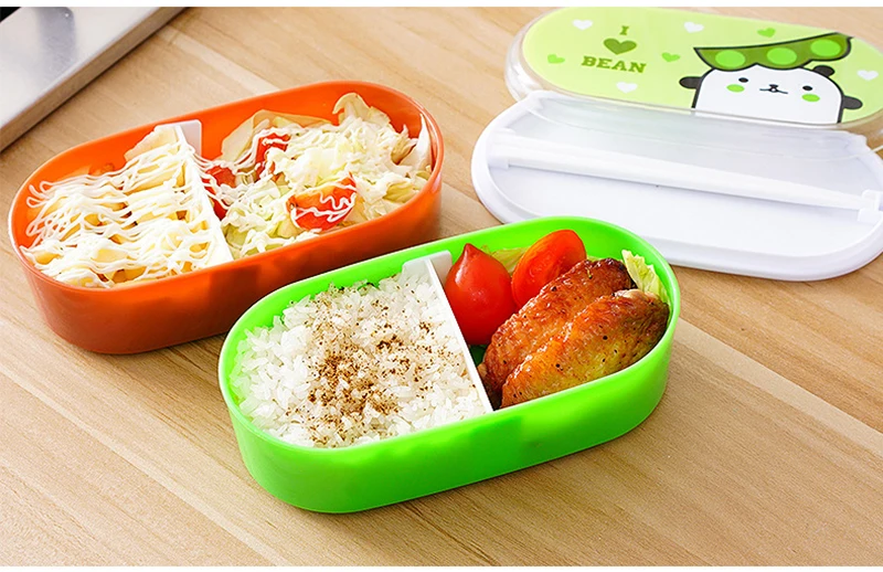 Высокое качество Мультфильм здоровый пластиковый Ланч-бокс 600 мл Bento коробки контейнер для еды столовая посуда Ланчбокс столовые приборы чехол для пикника