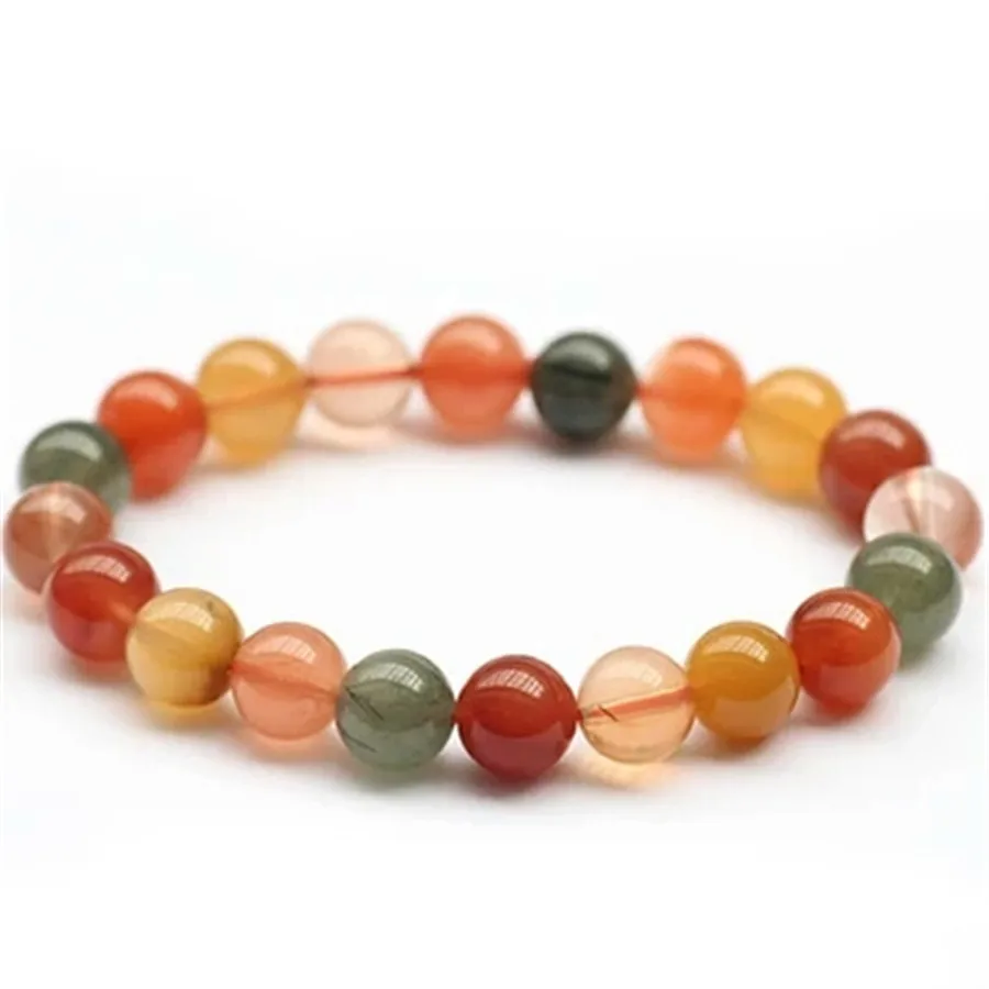 Оригинальные красочные натуральные рутилированные кварцевые браслеты 9 мм
