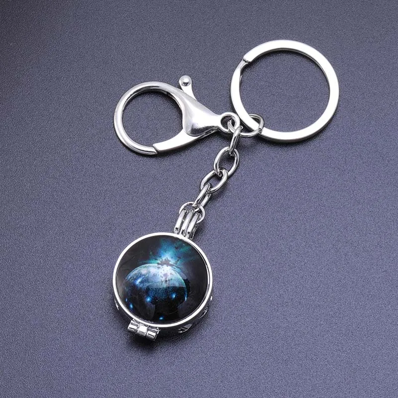 Серебристый Сделай сам светящийся Звездный стеклянный кусок эфирное масло ароматерапия Диффузия нержавеющая сталь металлическая ий Брелок с подвеской ювелирные изделия - Цвет: Серебристый