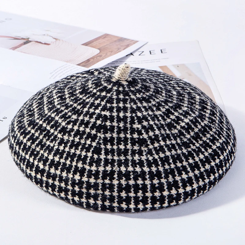 

fashion new arrival thick women print beret hat 8 colors available simple fresh vintage elegant wild trend warm adjustable beret