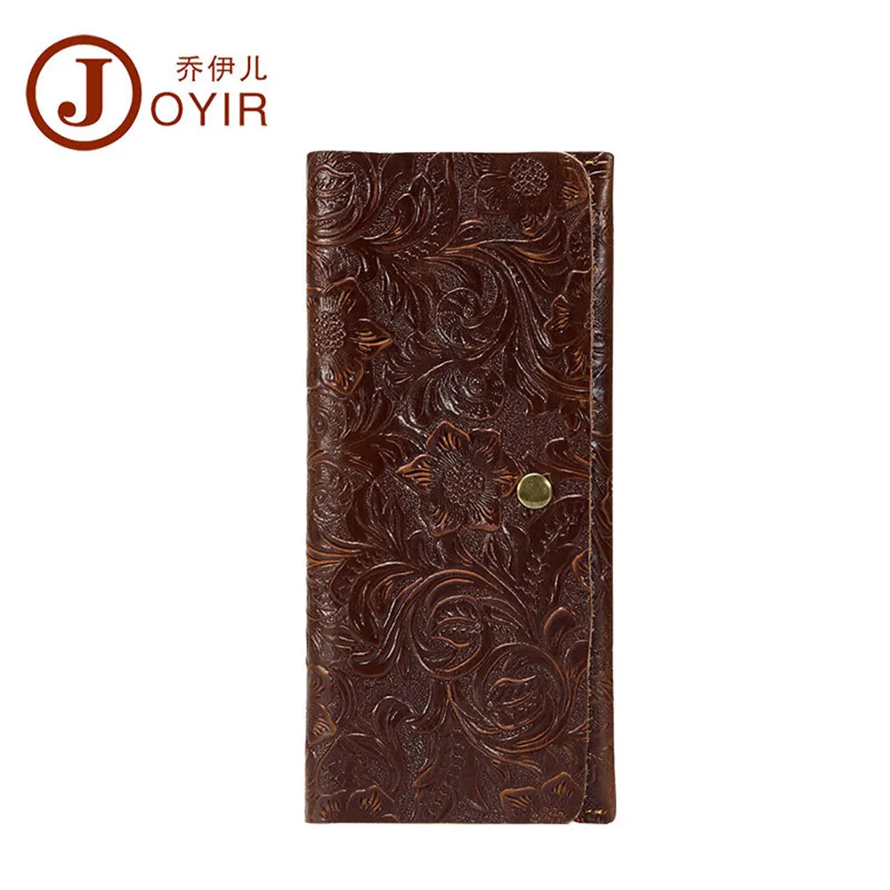 

JOYIR wallet women luxury brand Genuine Leather Decorative pattern design of Ms slim long purse Clutch Coin Purses card holder