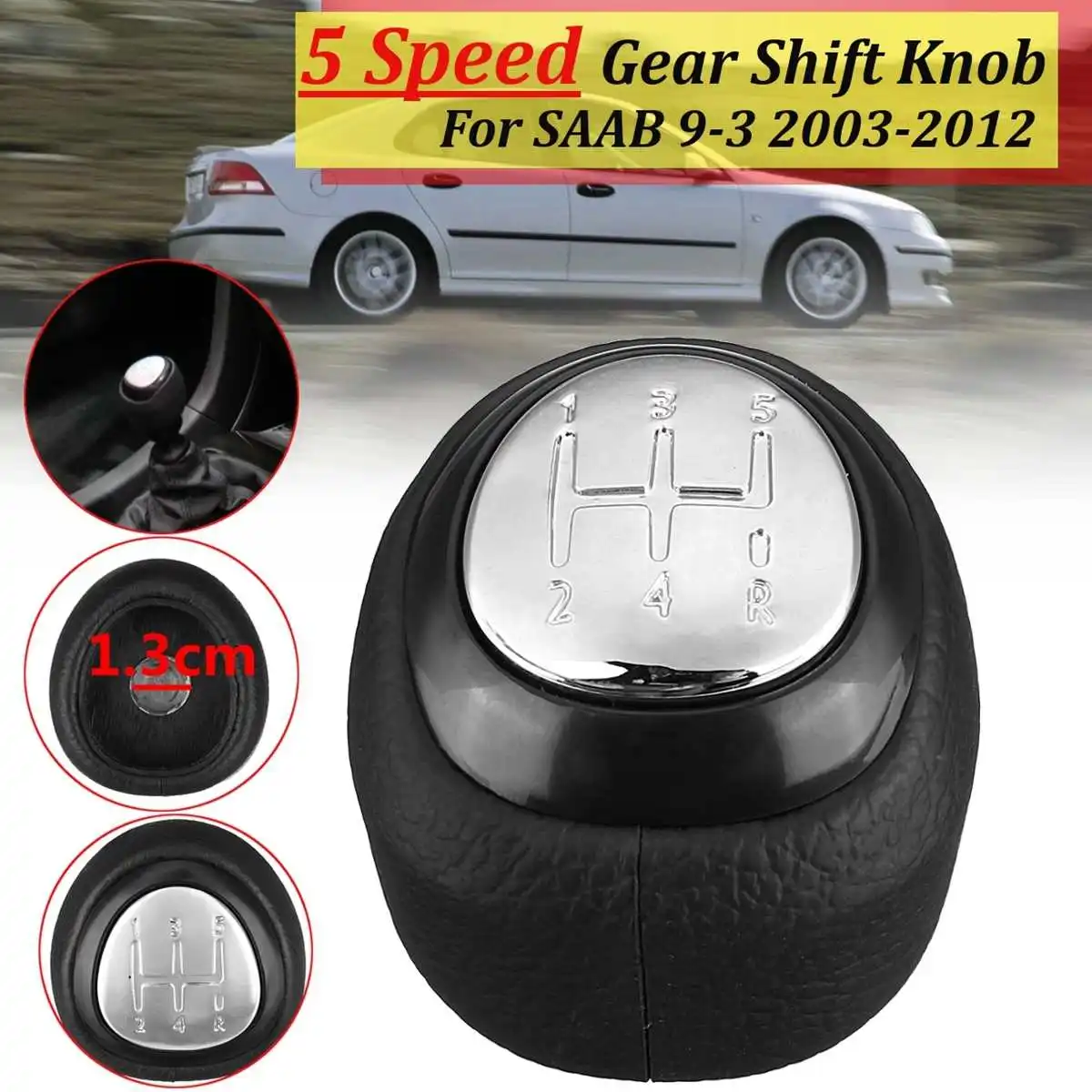 Для SAAB 93 9-3 2003 04 05 06 07 08 09 10 11 2012 1 шт. кожа Шестерни головки рукоятка рычага переключения передач палка Замена 55566206 55353898 хром