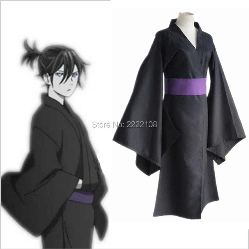 

Japanese Anime Noragami Yato Kimono Yukata Cosplay Costume Universal Summer Matsuri Mens Noragami Yato Black Cosplay Costume