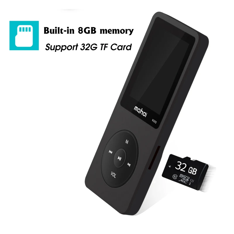 Mahdi M280 Спортивный MP3 плеер, работающий портативный аудио Hi-Fi плеер, 8 ГБ, 1,8 дюйма, TFT экран, поддержка 128 ГБ, TF карта, FM радио, диктофон