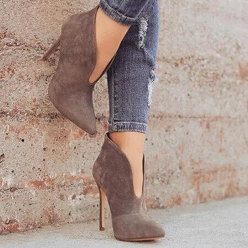 SIMLOVEYO/обувь женские ботильоны однотонная обувь на тонком каблуке 12 см Botas feminina; флоковые ботинки на высоком каблуке botines mujer пикантные B1116