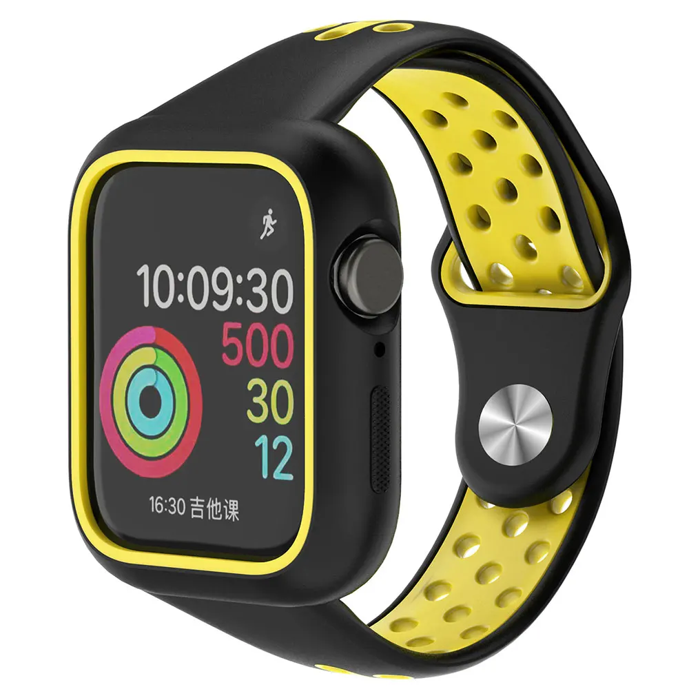 Lbiaodai защитный чехол для apple watch band iwatch 4 5 band 38 мм 42 мм 44 мм 40 мм 3 i ремешок для часов анти-падение крышка аксессуары - Цвет ремешка: black yellow