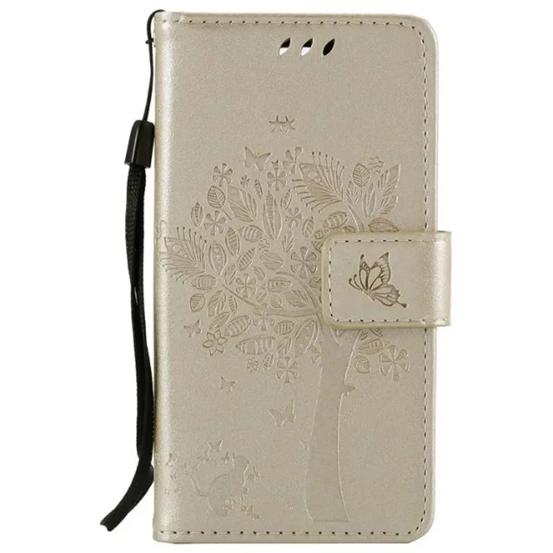 Кожаный чехол для coque LG Spirit 4G LTE C70 H420 H422 H440N чехол для coque LG C70 Tree сумки для мобильных телефонов+ держатель для карт - Цвет: Золотой