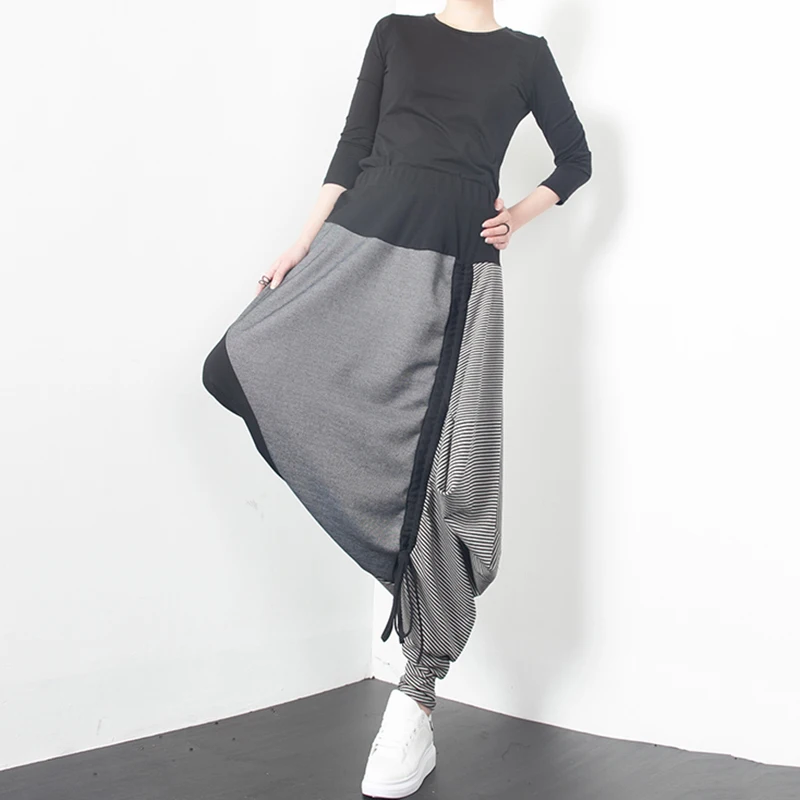 TWOTWINSTYLE лоскутные шаровары для женщин эластичные большой размер Ruched Drawstring