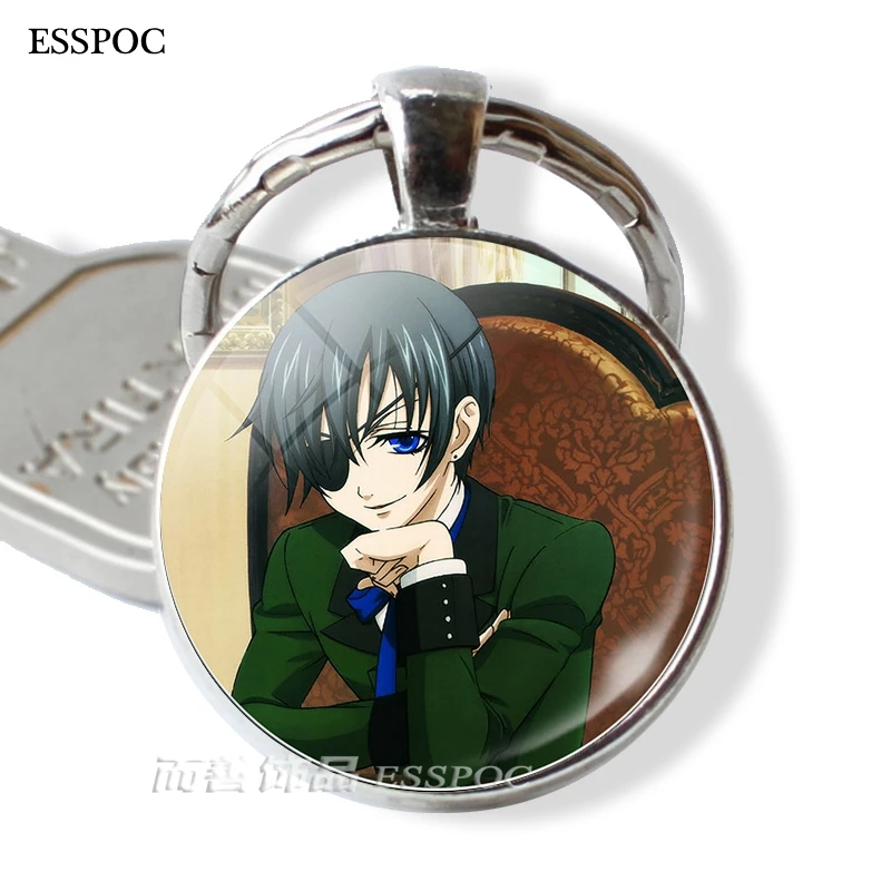 Черный Батлер металлический брелок Kuroshitsuji Ciel Phantomhive Sebastian Grell Madame Red Emblem Аниме Манга брелок для ключей - Цвет: as show