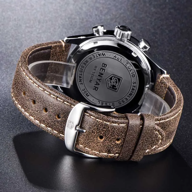 Браслет BENYAR Nouvelle Marque De Luxe Tout en acier de Chronographe Hommes | Наручные часы