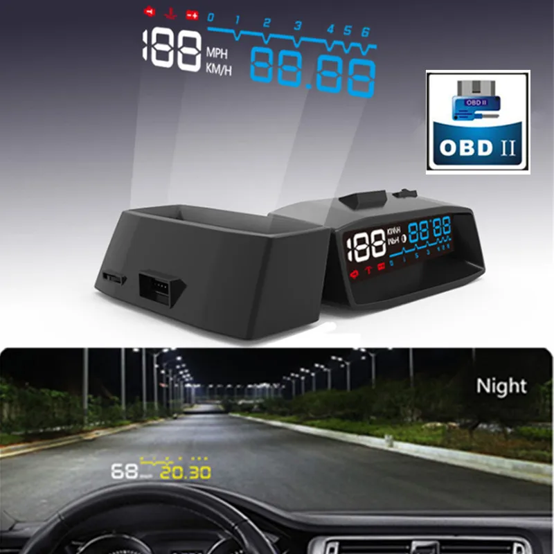 ActiSafety 4f HUD автомобилей Head Up Дисплей ручной переключатель OBDII Авто Км/ч MPH