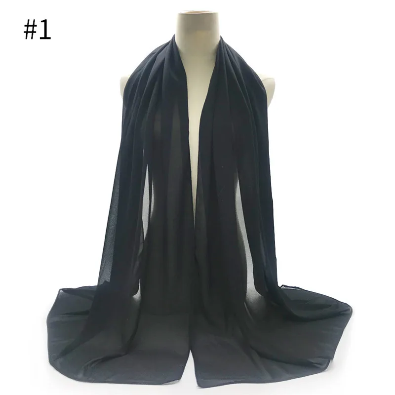 

New monochrome ethnic hand scarf Ladies Chiffon Muslim Baotou hair Scarf Shawl TR cotton monochrome scarf