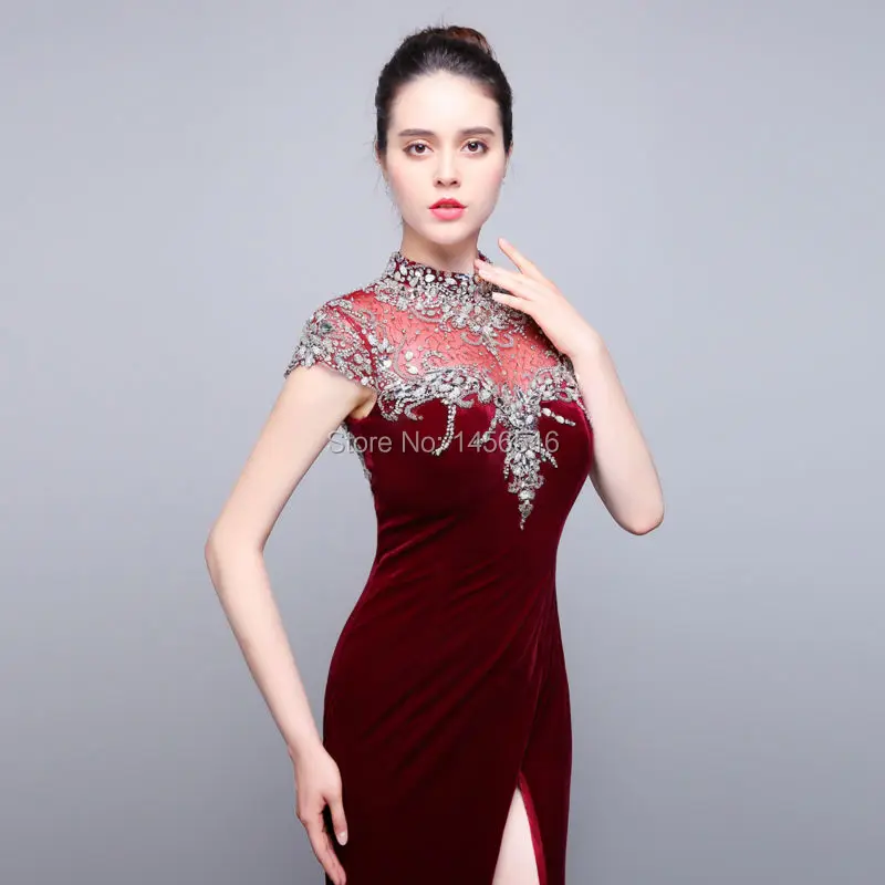 Vestidos de formatura реальные фотографии Сексуальные вечерние платья боковое Открытое